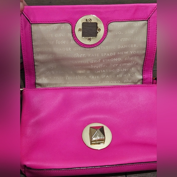 Kate Spade Hot Pink & Orange Storybook Lining Turn Lock Crossbody - Picture 4 of 16
